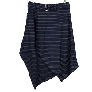 Nasty Gal JCL Asymmetrical Midi Skirt Women's Large Pin Stripe Belted Faux Wrap
